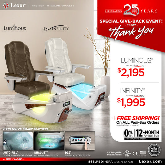 Luminous and Infinity Pedicure Chair promotion