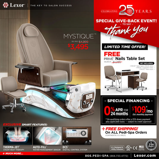 Mystique Pedicure Chair Promotion with Financing 2025