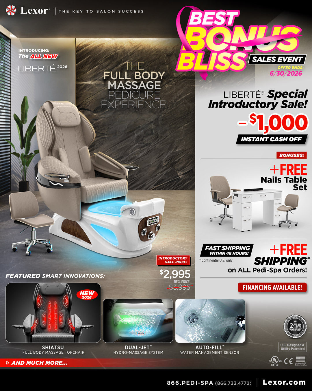 Liberté Pedicure Chair Promotional Banner 2026
