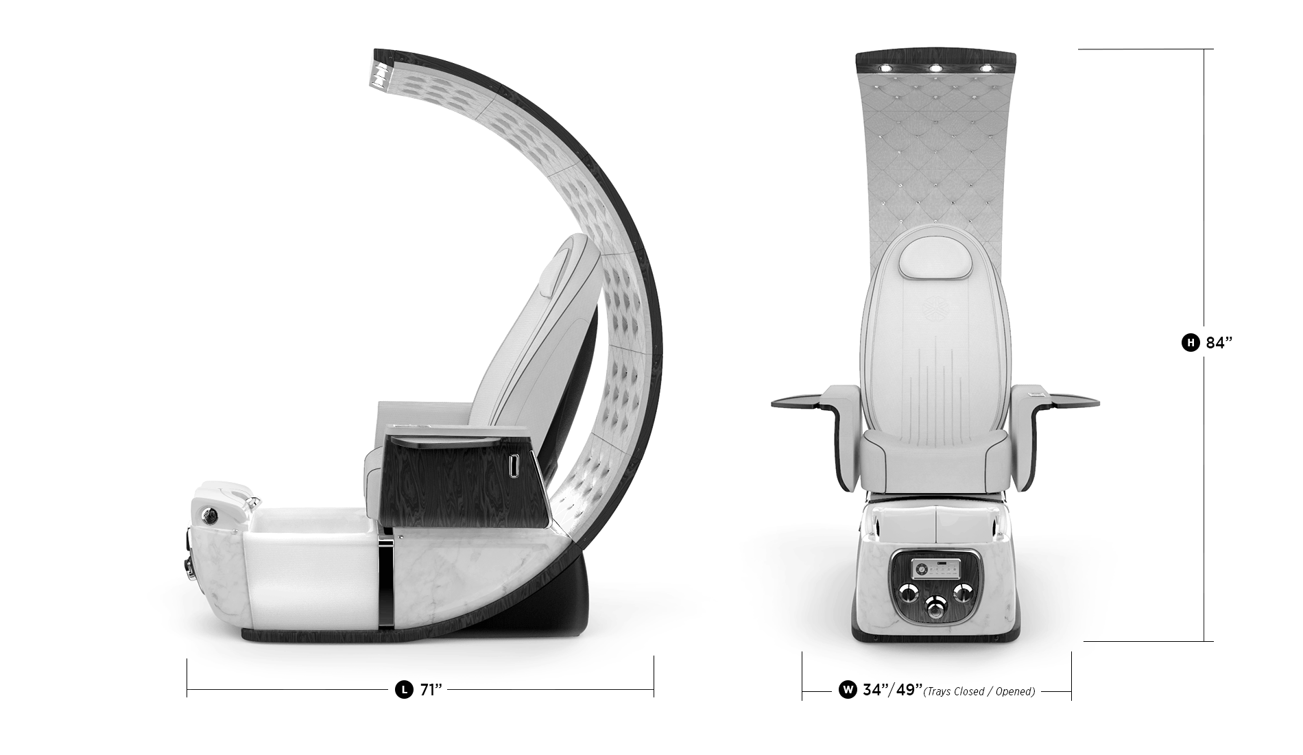 PRIVÉ Lounge Pedicure Chair's Specifications