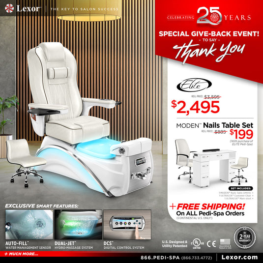 Promotion Package For Elite Pedicure Chair In Lexor’s 25 Years Anniversary Campaign