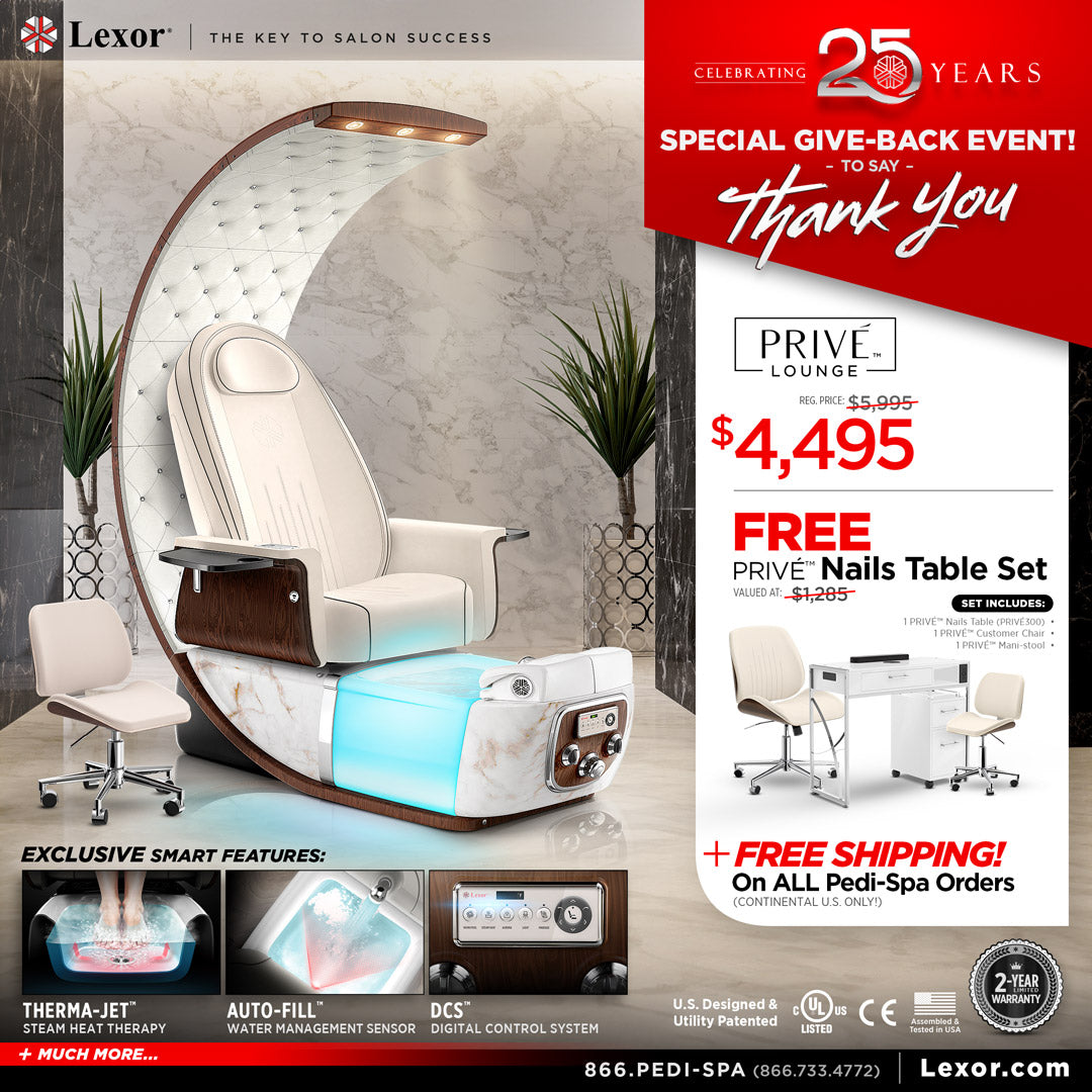 Promotion Package For PRIVE Lounge Pedicure Chair In Lexor’s 25 Years Anniversary Campaign