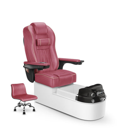 Lexor Envision pedicure chair crimson cushion and white pearl base