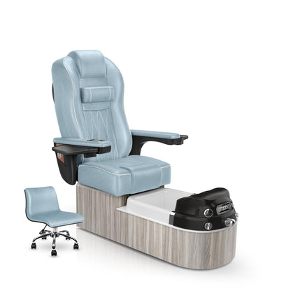 Lexor Envision pedicure chair glacier blue cushion and hazel base