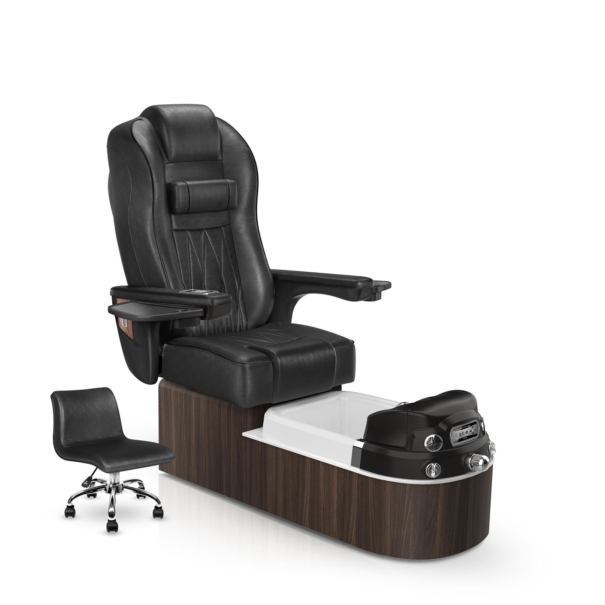 Lexor Envision pedicure chair noir cushion and dark walnut base