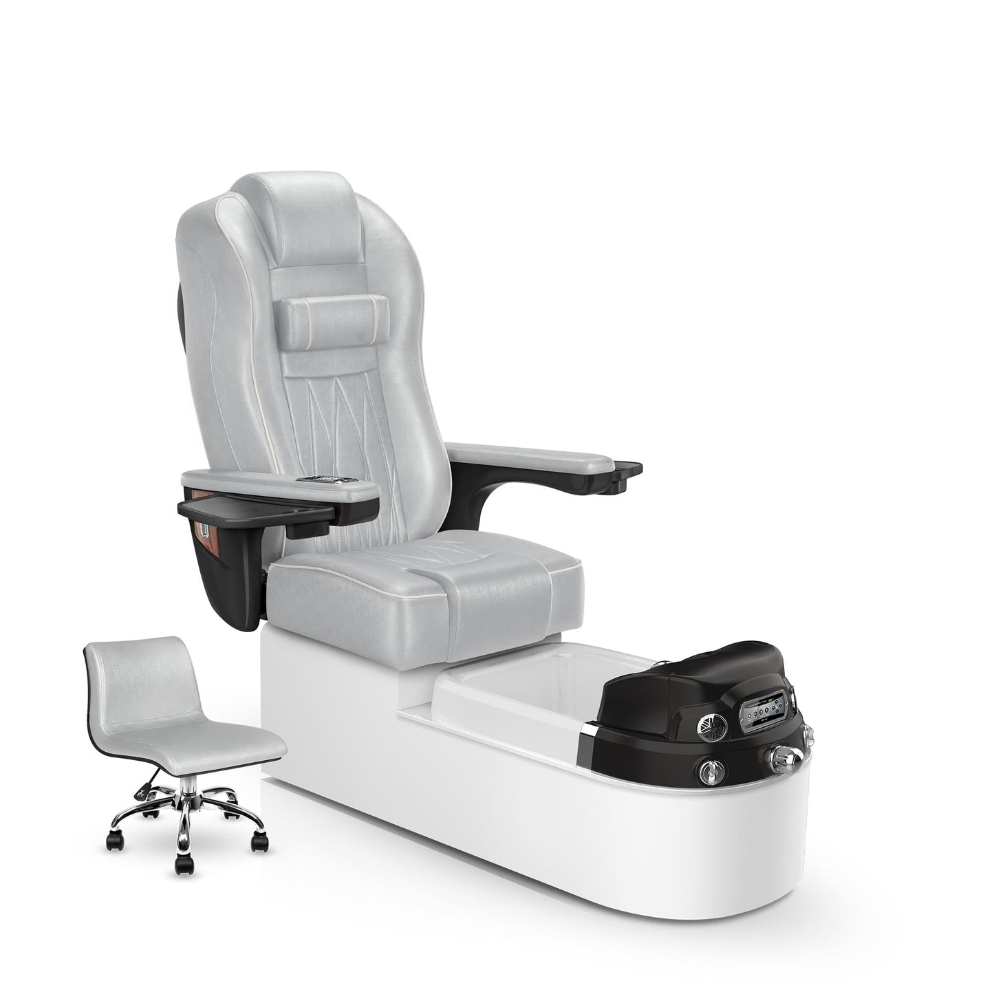 Lexor Envision pedicure chair platinum cushion and white pearl base