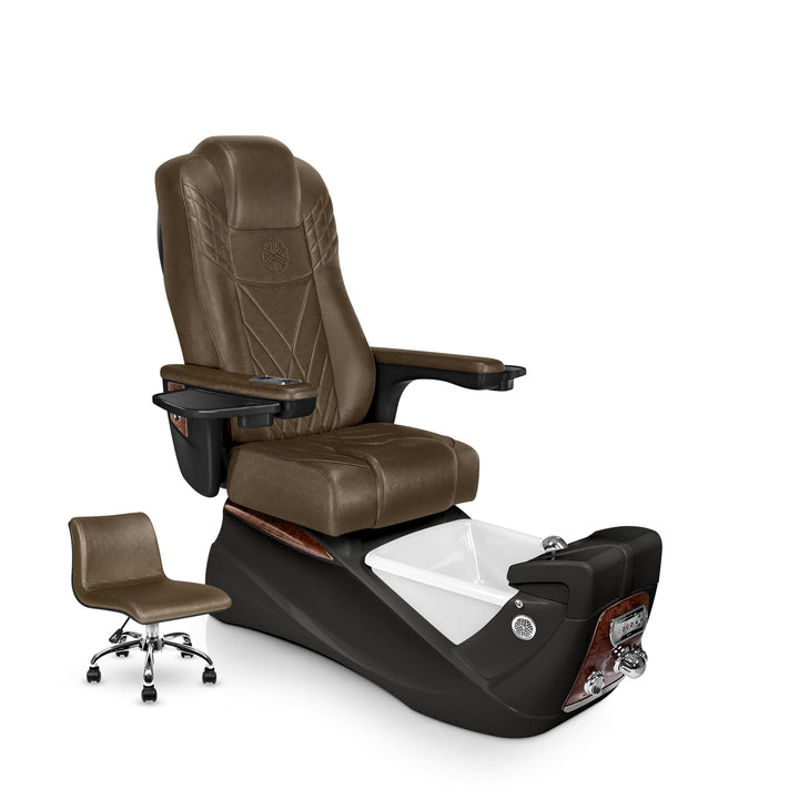 Lexor INFINITY pedicure chair with cola cushion and espresso spa base