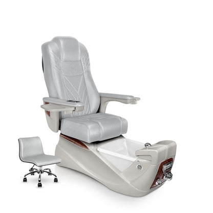 Lexor INFINITY pedicure chair with platinum cushion and sandstone spa base