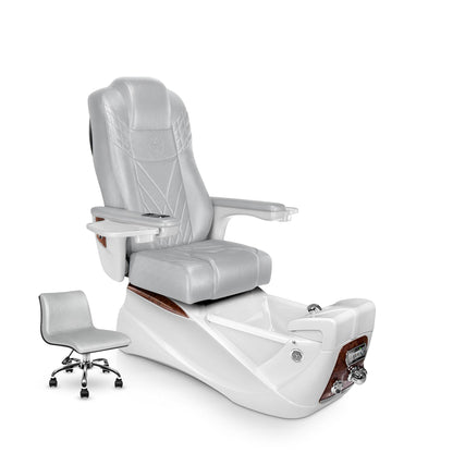 Lexor INFINITY pedicure chair with noir cushion and white pearl spa base