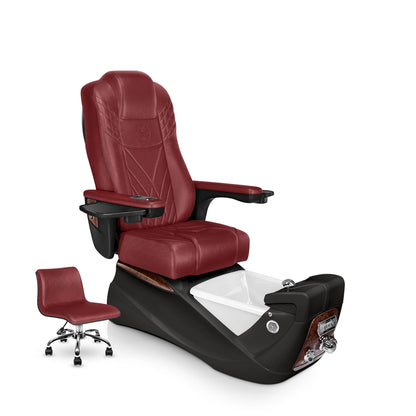 Lexor INFINITY pedicure chair with ruby cushion and espresso spa base