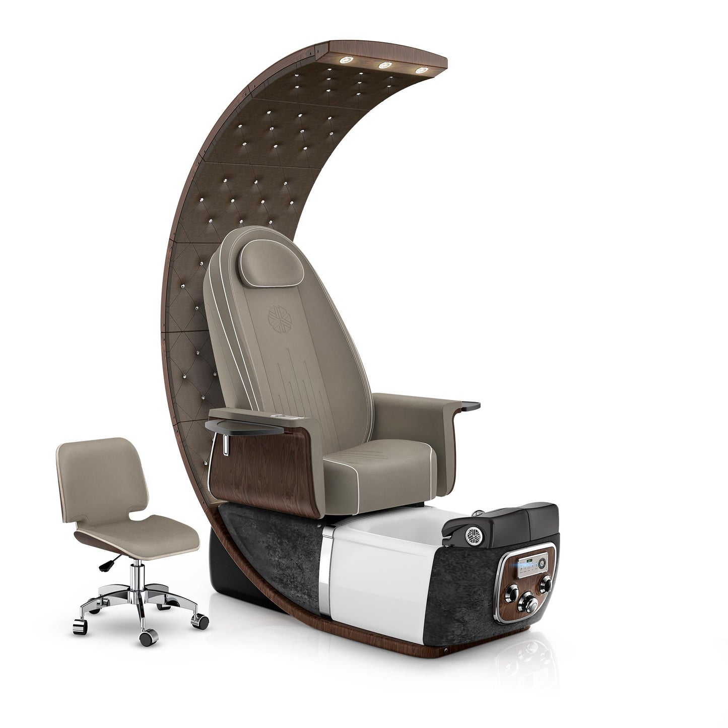 Lexor PRIVÉ Lounge pedicure chair with claystone cushion and black moonstone spa base