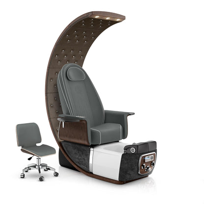Lexor PRIVÉ Lounge pedicure chair with graphite cushion and black moonstone spa base