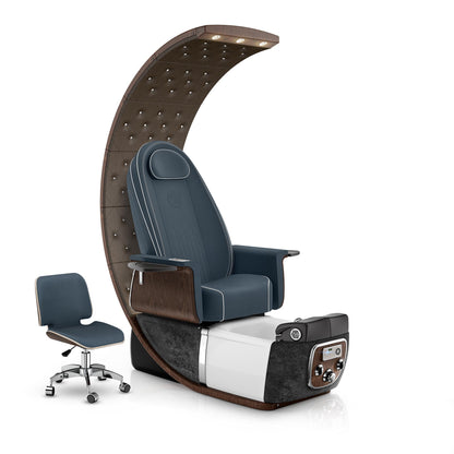 Lexor PRIVÉ Lounge pedicure chair with midnight cushion and black moonstone spa base